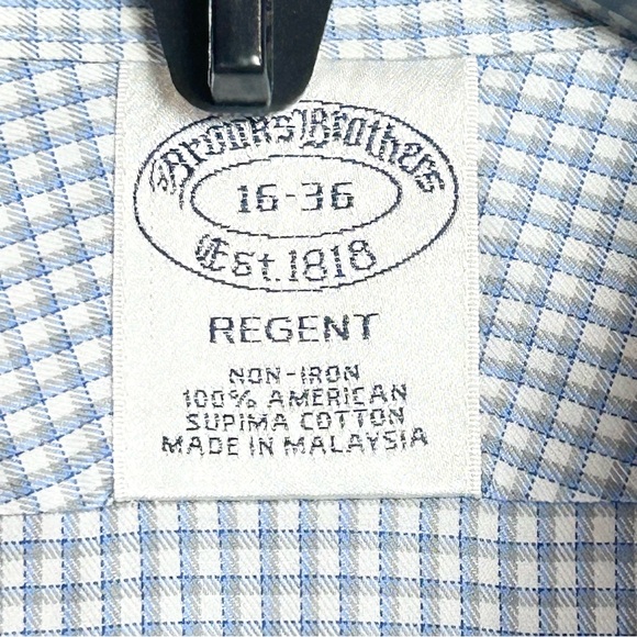 Brooks | Mens regent dress shirt size 16-36 French cuffs button down plaid - Picture 4 of 15